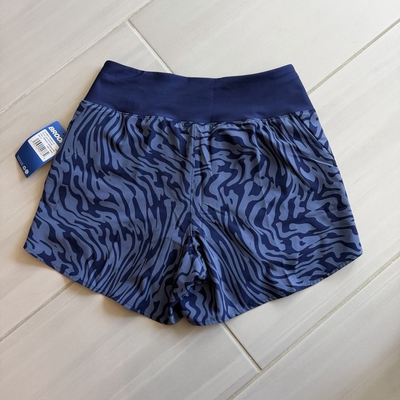 Brooks Women's Sz S Chaser 5" Short 2.0 Midnight Athletic Shorts Zipped Pocket - Picture 5 of 7